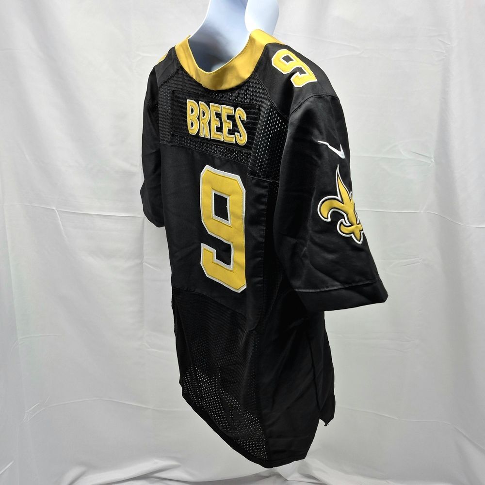 New Orleans Saints Nike Drew Brees #9 NFL Game Football Jersey Black Gold 44 XL - Picture 5 of 9